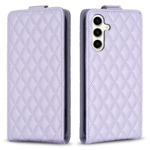Samsung Galaxy S23 FE 5G Diamond Lattice Vertical Flip Leather Phone Case - Purple