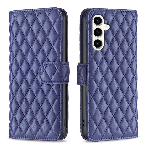 Samsung Galaxy S23 FE 5G Diamond Lattice Wallet Flip Leather Phone Case - Blue