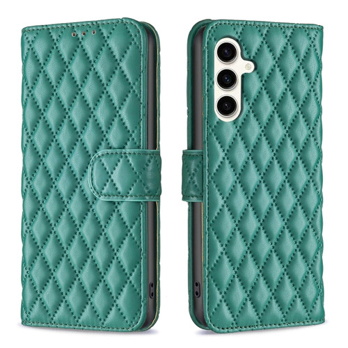 Samsung Galaxy S23 FE 5G Diamond Lattice Wallet Flip Leather Phone Case - Green