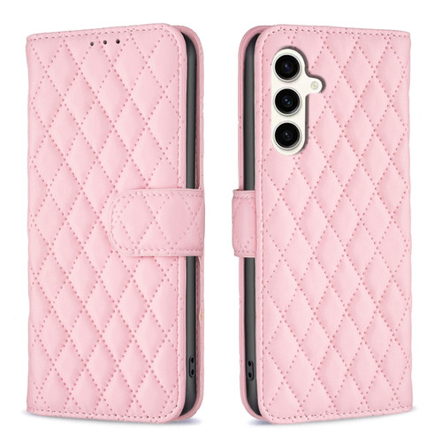 Samsung Galaxy S23 FE 5G Diamond Lattice Wallet Flip Leather Phone Case - Pink