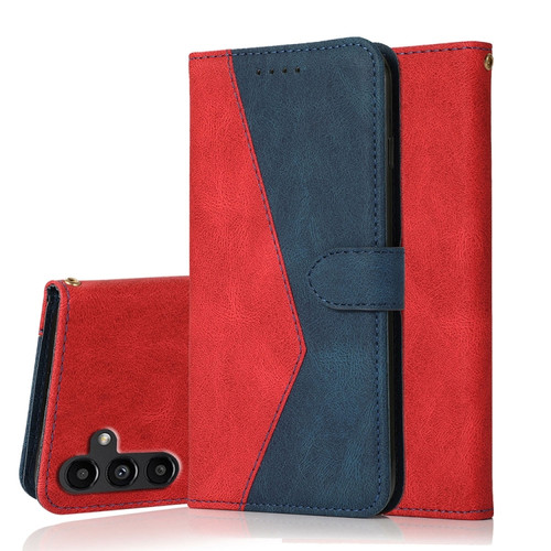 Samsung Galaxy S23 FE 5G Dual-color Stitching Leather Phone Case - Red Blue