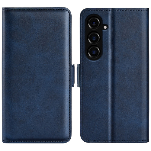 Samsung Galaxy S23 FE 5G Dual-side Magnetic Buckle Horizontal Flip Leather Phone Case - Dark Blue