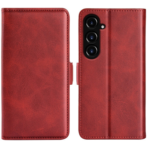 Samsung Galaxy S23 FE 5G Dual-side Magnetic Buckle Horizontal Flip Leather Phone Case - Red