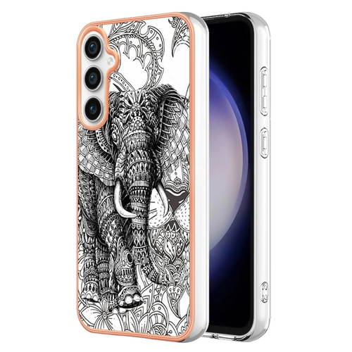 Samsung Galaxy S23 FE 5G Electroplating Marble Dual-side IMD Phone Case - Totem Elephant