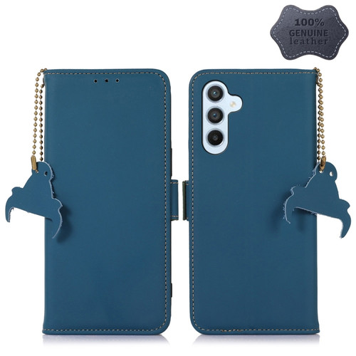 Samsung Galaxy S23 FE 5G Genuine Leather Magnetic RFID Leather Phone Case - Blue