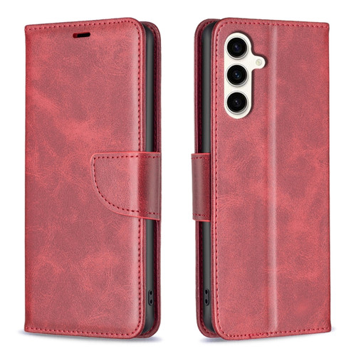 Samsung Galaxy S23 FE 5G Lambskin Texture Pure Color Flip Leather Phone Case - Red