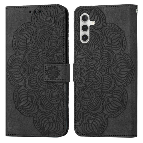 Samsung Galaxy S23 FE 5G Mandala Embossed Flip Leather Phone Case - Black