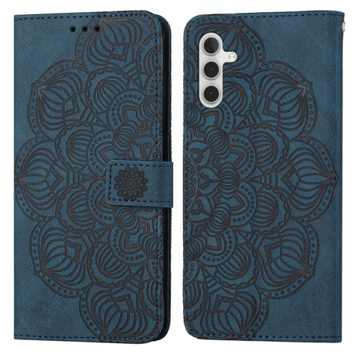 Samsung Galaxy S23 FE 5G Mandala Embossed Flip Leather Phone Case - Blue