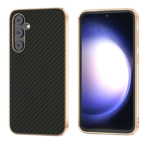 Samsung Galaxy S23 FE 5G Nano Electroplating Carbon Fiber Texture Phone Case - Black