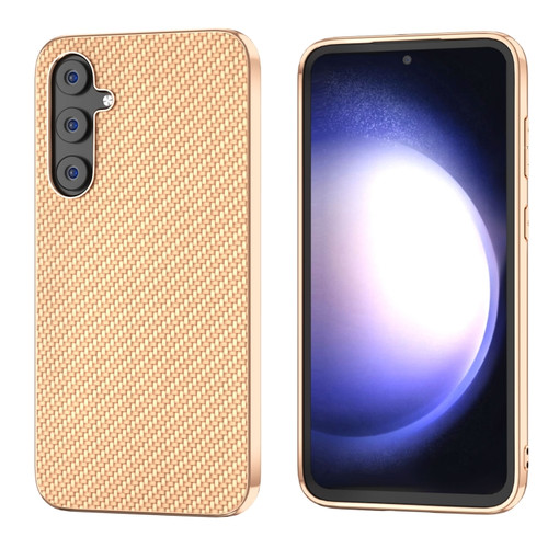 Samsung Galaxy S23 FE 5G Nano Electroplating Carbon Fiber Texture Phone Case - Gold