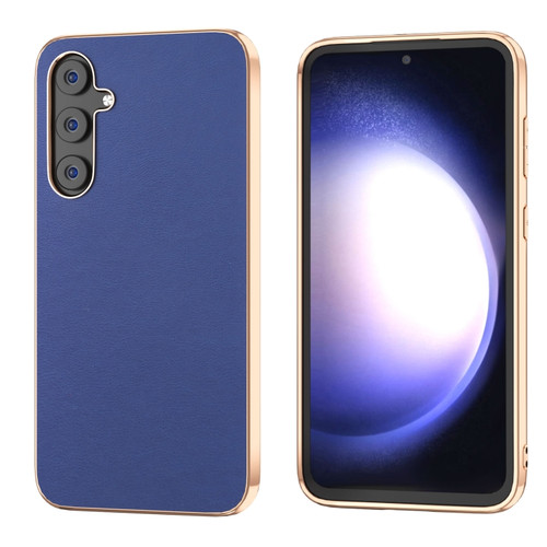 Samsung Galaxy S23 FE 5G Nano Electroplating Haze Texture PU Phone Case - Dark Blue