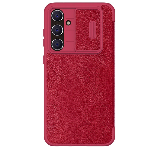 Samsung Galaxy S23 FE 5G NILLKIN QIN Series Pro Sliding Camera Cover Design Leather Phone Case - Red