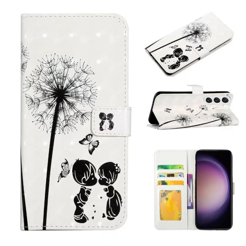 Samsung Galaxy S23 FE 5G Oil Embossed 3D Drawing Leather Phone Case - Couple Dandelion