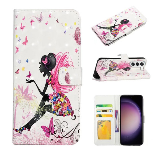 Samsung Galaxy S23 FE 5G Oil Embossed 3D Drawing Leather Phone Case - Flower Fairy