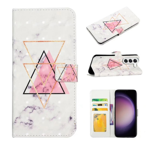 Samsung Galaxy S23 FE 5G Oil Embossed 3D Drawing Leather Phone Case - Triangular Marble