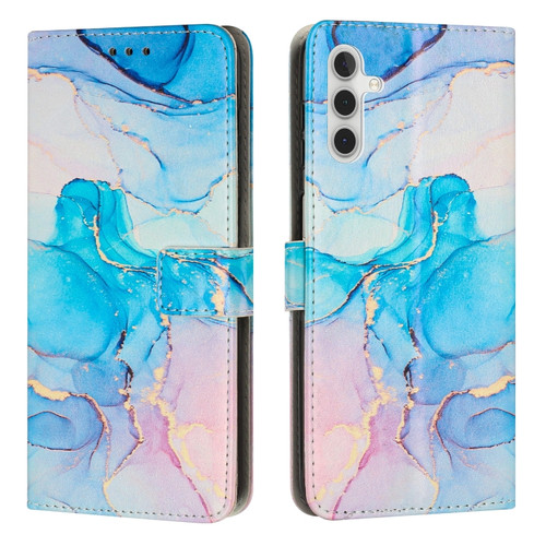 Samsung Galaxy S23 FE 5G Painted Marble Pattern Leather Phone Case - Pink Green