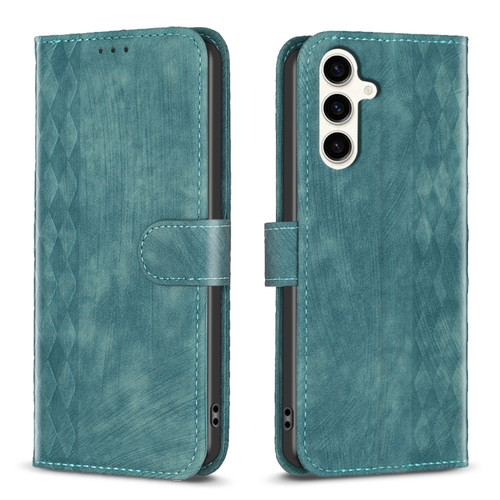 Samsung Galaxy S23 FE 5G Plaid Embossed Leather Phone Case - Green