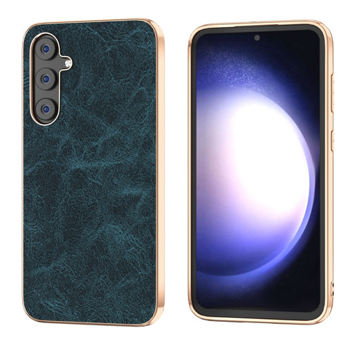 Samsung Galaxy S23 FE 5G Plating Dream Litchi Texture PU Phone Case - Blue