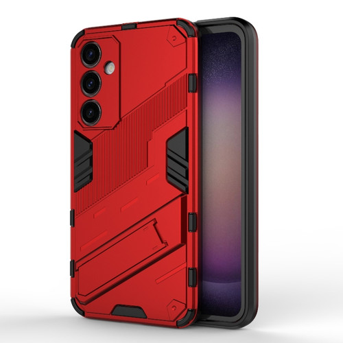 Samsung Galaxy S23 FE 5G Punk Armor 2 in 1 PC + TPU Shockproof Phone Case with Invisible Holder - Red