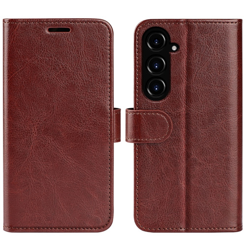 Samsung Galaxy S23 FE 5G R64 Texture Horizontal Flip Leather Phone Case - Brown