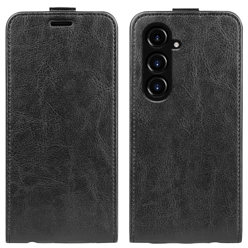 Samsung Galaxy S23 FE 5G R64 Texture Vertical Flip Leather Phone Case - Black