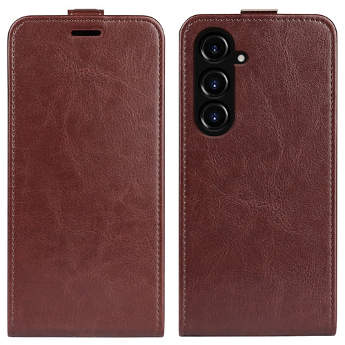 Samsung Galaxy S23 FE 5G R64 Texture Vertical Flip Leather Phone Case - Brown