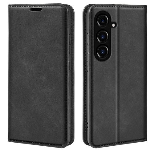 Samsung Galaxy S23 FE 5G Retro-skin Magnetic Suction Leather Phone Case - Black