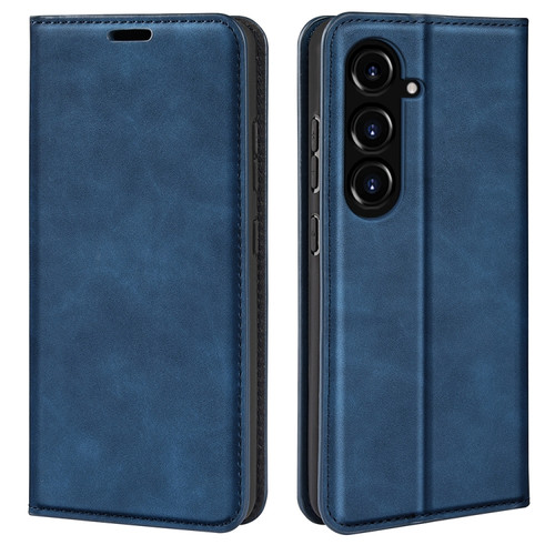Samsung Galaxy S23 FE 5G Retro-skin Magnetic Suction Leather Phone Case - Dark Blue