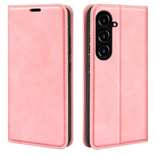 Samsung Galaxy S23 FE 5G Retro-skin Magnetic Suction Leather Phone Case - Pink