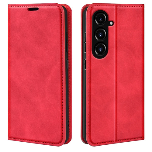 Samsung Galaxy S23 FE 5G Retro-skin Magnetic Suction Leather Phone Case - Red