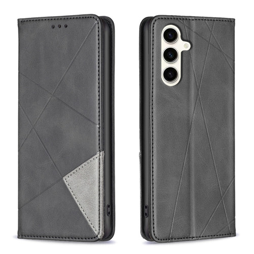 Samsung Galaxy S23 FE 5G Rhombus Texture Magnetic Leather Phone Case - Black