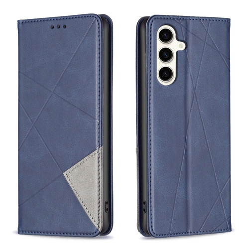 Samsung Galaxy S23 FE 5G Rhombus Texture Magnetic Leather Phone Case - Blue
