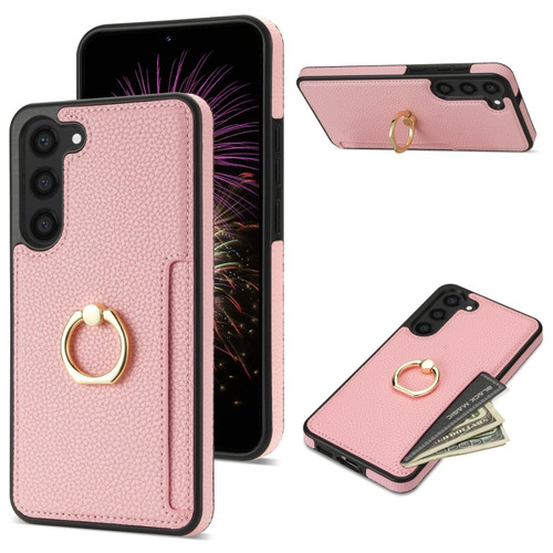 Samsung Galaxy S23 FE 5G Ring Card Litchi Leather Back Phone Case - Pink