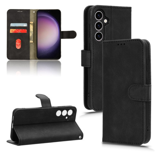 Samsung Galaxy S23 FE 5G Skin Feel Magnetic Flip Leather Phone Case - Black