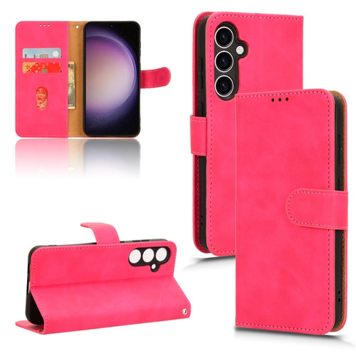 Samsung Galaxy S23 FE 5G Skin Feel Magnetic Flip Leather Phone Case - Rose Red