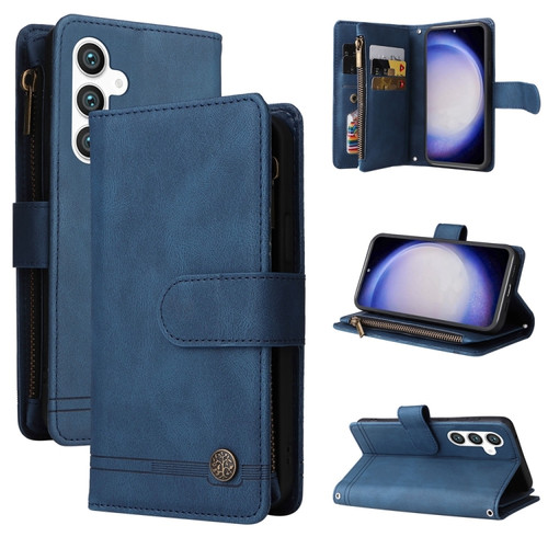 Samsung Galaxy S23 FE 5G Skin Feel Multi-Card Wallet Zipper Leather Phone Case - Blue