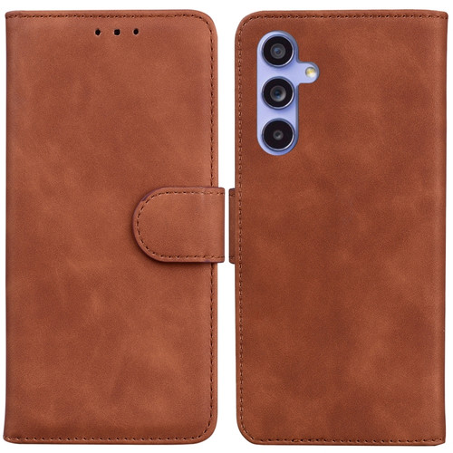 Samsung Galaxy S23 FE 5G Skin Feel Pure Color Flip Leather Phone Case - Brown