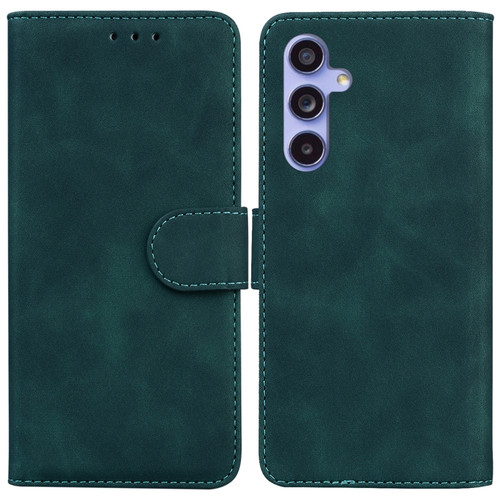 Samsung Galaxy S23 FE 5G Skin Feel Pure Color Flip Leather Phone Case - Green