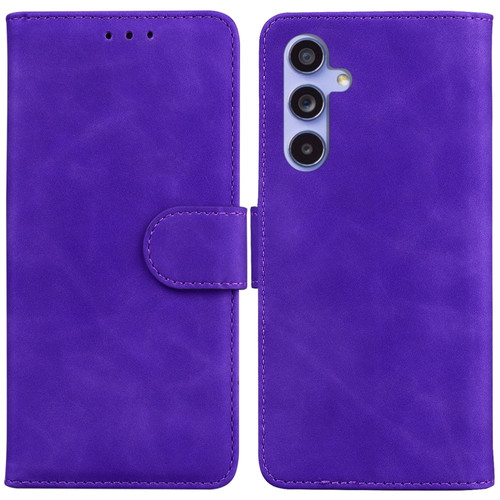 Samsung Galaxy S23 FE 5G Skin Feel Pure Color Flip Leather Phone Case - Purple