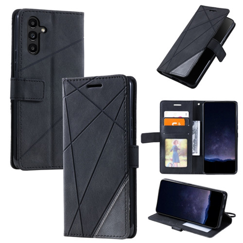 Samsung Galaxy S23 FE 5G Skin Feel Splicing Horizontal Flip Leather Phone Case - Black