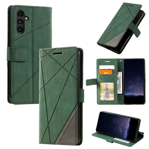 Samsung Galaxy S23 FE 5G Skin Feel Splicing Horizontal Flip Leather Phone Case - Green
