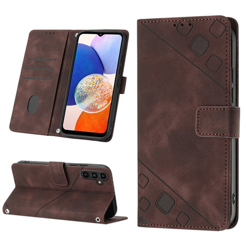Samsung Galaxy S23 FE 5G Skin-feel Embossed Leather Phone Case - Brown