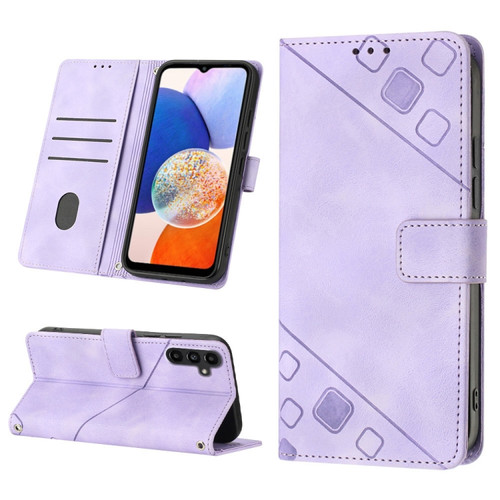 Samsung Galaxy S23 FE 5G Skin-feel Embossed Leather Phone Case - Light Purple