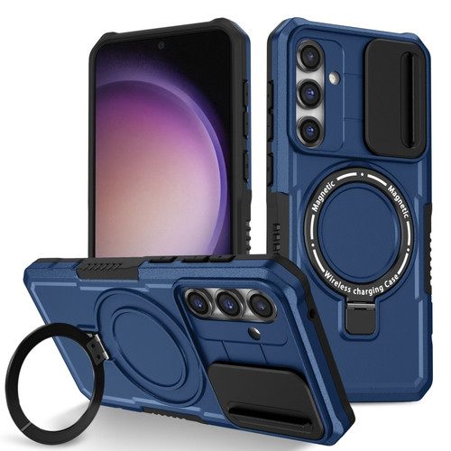 Samsung Galaxy S23 FE 5G Sliding Camshield Magsafe Holder TPU Hybrid PC Phone Case - Royal Blue