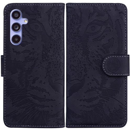 Samsung Galaxy S23 FE 5G Tiger Embossing Pattern Flip Leather Phone Case - Black
