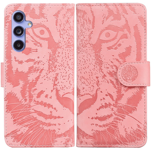 Samsung Galaxy S23 FE 5G Tiger Embossing Pattern Flip Leather Phone Case - Pink