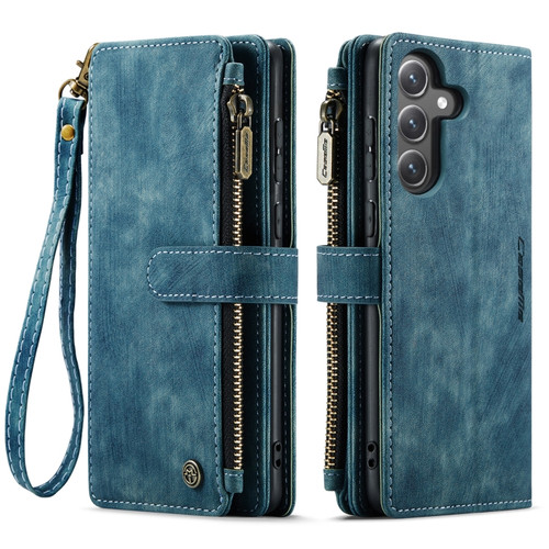 Samsung Galaxy S23 FE CaseMe C30 Multifunctional Card Slots Zipper Phone Leather Phone Case - Blue