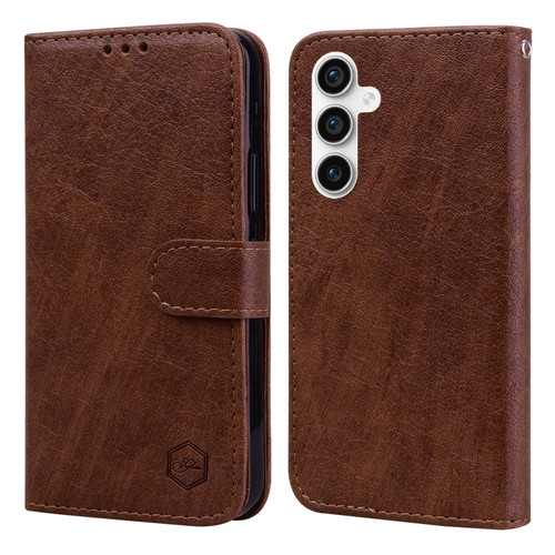 Samsung Galaxy S23 FE Skin Feeling Oil Leather Texture PU + TPU Phone Case - Brown