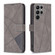 Samsung Galaxy S24 Ultra 5G Magnetic Buckle Rhombus Texture Leather Phone Case - Grey