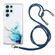 Samsung Galaxy S24 Ultra 5G Hollow Marble Pattern TPU Shockproof Phone Case with Rope - Blue